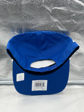 Load image into Gallery viewer, Side profile of Los Angeles Rams NFL '47 Blue Script Hitch Snapback Adjustable Hat, displaying vibrant blue color and modern Rams logo design.