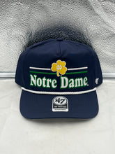 Load image into Gallery viewer, Notre Dame Fighting Irish NCAA '47 Brand Navy Rope Script Hitch Adjustable Hat showcasing stylish navy color and trendy rope design for fans.