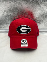 Load image into Gallery viewer, Georgia Bulldogs NCAA '47 Red Clean Up Adjustable Strapback Hat showcasing the iconic logo and vibrant red color, perfect for game day or casual outings.