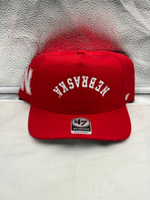 Load image into Gallery viewer, Nebraska Cornhuskers NCAA '47 Red Reversed Hitch Script Adjustable Snapback Hat featuring vibrant red color and adjustable strap for the perfect fit.