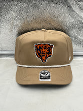 Load image into Gallery viewer, Chicago Bears NFL '47 Brand Khaki Rope Hitch Snapback Adjustable Hat showcasing its unique khaki color and rope detail, ideal for fans supporting the Chicago Bears.