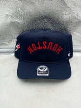 Load image into Gallery viewer, Houston Texans NFL '47 Brand Navy Reversed Script Hitch Snapback Adjustable Hat featuring bold team logo and comfortable adjustable fit, perfect for fans supporting their team style.