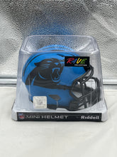Load image into Gallery viewer, Carolina Panthers NFL Riddell Speed Blue Rave Alternate Replica Mini Helmet showcasing the iconic Panthers logo, perfect for display or as a collectible.