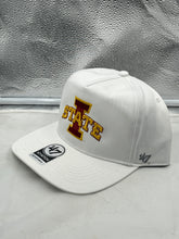 Load image into Gallery viewer, Close-up view of the Iowa State Cyclones NCAA '47 Brand White Hitch Adjustable Snapback Hat highlighting its premium materials and adjustable fit.