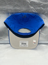Load image into Gallery viewer, Close-up of Ole Miss Rebels NCAA '47 Brand Blue Script Rope Hitch Adjustable Snapback Hat displaying adjustable fit and unique rope detail.