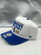Load image into Gallery viewer, Close-up of the Kentucky Wildcats NCAA '47 Brand Champs White Hitch Adjustable Snapback Hat emphasizing its high-quality construction and adjustable fit.