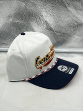 Load image into Gallery viewer, Cleveland Guardians MLB '47 Brand White USA Script Rope Hitch Adjustable Hat showcasing vibrant USA script and stylish rope detail.