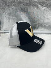 Load image into Gallery viewer, Vanderbilt Commodores NCAA '47 Brand Black Trucker Mesh Adjustable Snapback Hat - Back View featuring adjustable snapback closure for a personalized fit.