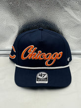 Load image into Gallery viewer, Chicago Bears NFL '47 Navy Script Hitch Rope Snapback Adjustable Hat showcasing trendy script design and adjustable fit, ideal for game days and casual outings.