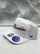 Load image into Gallery viewer, Florida Gators NCAA '47 Brand White Hitch Rope Adjustable Snapback Hat featuring a retro rope design in vibrant colors.
