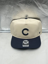 Load image into Gallery viewer, Chicago Cubs MLB '47 Brand Natural Two Tone Hitch Adjustable Snapback Hat front view showing team logo and stylish design.