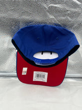 Load image into Gallery viewer, Close-up view of Kansas Jayhawks NCAA '47 Brand Blue Script Hitch Rope Adjustable Snapback Hat highlighting hitch rope detail.