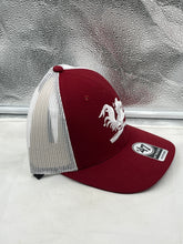Load image into Gallery viewer, Lifestyle image of a person wearing the South Carolina Gamecocks NCAA '47 Brand Red Trucker Mesh Adjustable Snapback Hat outdoors.