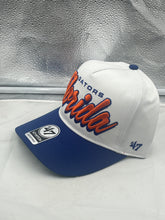 Load image into Gallery viewer, Florida Gators NCAA '47 Brand White Two Tone Script Hitch Adjustable Hat showcasing a sleek two-tone design and script logo, perfect for fans.