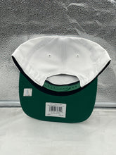 Load image into Gallery viewer, Close-up view of the Boston Celtics NBA '47 Brand White Script Hitch Rope Adjustable Snapback Hat highlighting the adjustable strap and quality material for comfort and durability.