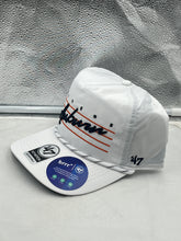 Load image into Gallery viewer, Close-up view of the Auburn Tigers NCAA '47 Brand White Hitch Rope Adjustable Snapback Hat, highlighting the quality materials and adjustable snapback closure for a personalized fit.