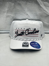 Load image into Gallery viewer, South Carolina Gamecocks NCAA '47 Brand White Script Rope Hitch Adjustable Hat showcasing stylish design and adjustable fit, perfect for game days and casual wear.