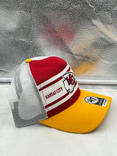 Load image into Gallery viewer, Close-up of the adjustable snapback feature on the Kansas City Chiefs NFL '47 Brand Red Two Tone Mesh Hitch Adjustable Snapback Hat.