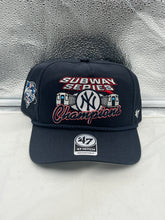 Load image into Gallery viewer, New York Yankees 2000 World Series MLB '47 Brand Navy Hitch Adjustable Hat showcasing the iconic Yankees logo and adjustable strap for comfort.