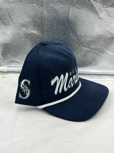 Load image into Gallery viewer, Seattle Mariners MLB '47 Brand Blue Corduroy Hitch Rope Adjustable Snapback Hat showcasing stylish design and premium corduroy fabric.