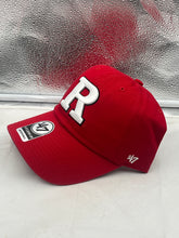 Load image into Gallery viewer, Rutgers Scarlet Knights NCAA '47 Brand Red Clean Up Adjustable Strapback Hat displayed on a mannequin showcasing its stylish design and iconic logo.