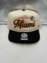 Load image into Gallery viewer, Miami Hurricanes '47 Brand Natural TT Hitch Adjustable Snapback Hat displaying vibrant colors and team logo for fan support.