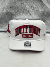 Load image into Gallery viewer, Ole Miss Rebels NCAA '47 Brand Hotty Toddy White Hitch Adjustable Snapback Hat showcasing its vibrant design and adjustable fit, perfect for game days and casual outings.
