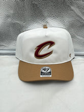Load image into Gallery viewer, Cleveland Cavaliers NBA '47 Brand White Two Tone Hitch Adjustable Snapback Hat displayed from the front view showcasing its stylish design.