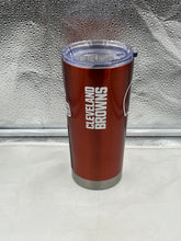 Load image into Gallery viewer, Cleveland Browns NFL 20oz Tumbler Cup Mug by Boelter Brands, designed for fans to enjoy beverages at home or on the go, with a durable stainless steel construction.