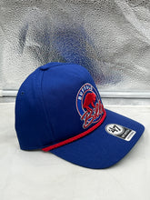 Load image into Gallery viewer, Close-up view of the Buffalo Bills NFL '47 Brand Throwback Blue Rope Hitch Snapback Adjustable Hat featuring adjustable snapback closure.