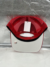 Load image into Gallery viewer, Side angle of the Louisville Cardinals NCAA '47 Brand Red Trucker Mesh Adjustable Snapback Hat, highlighting the adjustable snapback feature for a perfect fit.