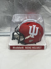 Load image into Gallery viewer, Side view of the Indiana Hoosiers NCAA Riddell Speed Red Mini Helmet, designed for durability and detail, ideal for display.