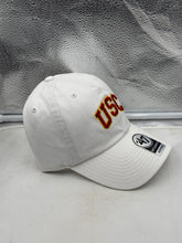 Load image into Gallery viewer, USC Trojans NCAA '47 Brand White Clean Up Adjustable Strapback Hat showcasing the iconic Trojans logo and adjustable strap for a perfect fit.