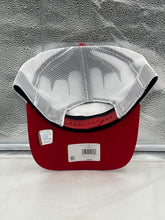 Load image into Gallery viewer, Close-up of the Buffalo Bills NFL '47 Brand Throwback Hitch Mesh Snapback Adjustable Hat showcasing breathable mesh backing and adjustable snapback closure.