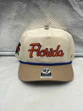 Load image into Gallery viewer, Florida Gators NCAA '47 Brand Natural Script Rope Hitch Adjustable Hat showcasing its stylish design and comfortable fit, perfect for any Gators fan.