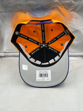 Load image into Gallery viewer, Back view of New York Knicks NBA '47 Brand Orange Diamond Hitch Adjustable Snapback Hat demonstrating the adjustable snapback closure.