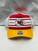 Load image into Gallery viewer, Kansas City Chiefs NFL '47 Brand Red Two Tone Mesh Hitch Adjustable Snapback Hat showcasing the iconic Chiefs logo.