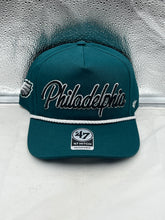 Load image into Gallery viewer, Philadelphia Eagles NFL '47 Brand Green Script Hitch Snapback Adjustable Hat showcasing vibrant green color and script design.