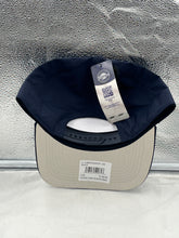 Load image into Gallery viewer, Close-up view of the Notre Dame Fighting Irish NCAA '47 Brand Navy Rope Script Hitch Adjustable Hat, highlighting the unique rope detail and script logo.