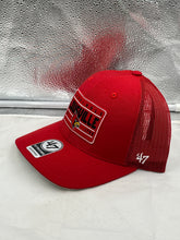 Load image into Gallery viewer, Close-up view of the breathable mesh design on the Louisville Cardinals NCAA '47 Brand Red Trucker Mesh Adjustable Snapback Hat, perfect for comfort and ventilation.