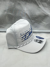 Load image into Gallery viewer, Duke Blue Devils NCAA '47 Brand White Hitch Rope Adjustable Snapback Hat displayed on a table, emphasizing its stylish design and durability.