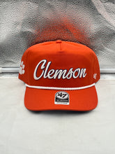 Load image into Gallery viewer, Clemson Tigers NCAA '47 Brand Orange Script Rope Hitch Adjustable Snapback Hat showcasing vibrant orange color and stylish trucker design, perfect for game days and casual wear.