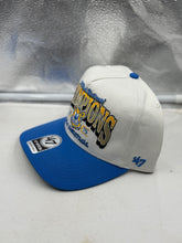 Load image into Gallery viewer, Side view of the UCLA Bruins NCAA '47 Brand Champs Off White TT Hitch Adjustable Snapback Hat, highlighting its adjustable snapback design, perfect for showing team pride with the UCLA Bruins hat.