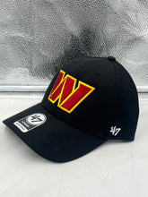 Load image into Gallery viewer, Washington Commanders NFL '47 Brand Black MVP Adjustable Hat front view showcasing team logo and sleek design.