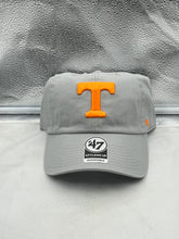 Load image into Gallery viewer, Tennessee Volunteers NCAA '47 Gray Clean Up Adjustable Strapback Hat showcasing the iconic team logo, perfect for fans supporting their college football team.