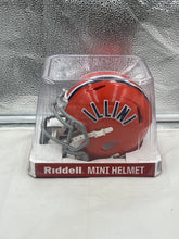 Load image into Gallery viewer, Detailed view of the Illinois Fighting Illini NCAA Throwback Riddell Speed Orange Mini Helmet, a perfect collectible for fans honoring the team's history.