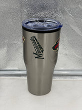 Load image into Gallery viewer, Close-up view of the Minnesota Wild NHL 30oz Silver Tumbler Cup Mug by Logo Brands showcasing its sleek design and vibrant team logo, ideal for Minnesota Wild tumbler enthusiasts.