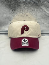 Load image into Gallery viewer, Philadelphia Phillies MLB '47 Throwback Natural Two Tone Clean Up Adjustable Hat featuring a stylish vintage design and comfortable adjustable fit, perfect for displaying team pride.