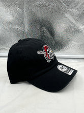 Load image into Gallery viewer, Pittsburgh Pirates MLB '47 Brand Black Clean Up Adjustable Hat with adjustable strap displayed for sale in a sports apparel store.