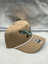 Load image into Gallery viewer, Side view of the Philadelphia Eagles NFL '47 Throwback Khaki Rope Hitch Snapback Adjustable Hat, highlighting its adjustable snapback design.